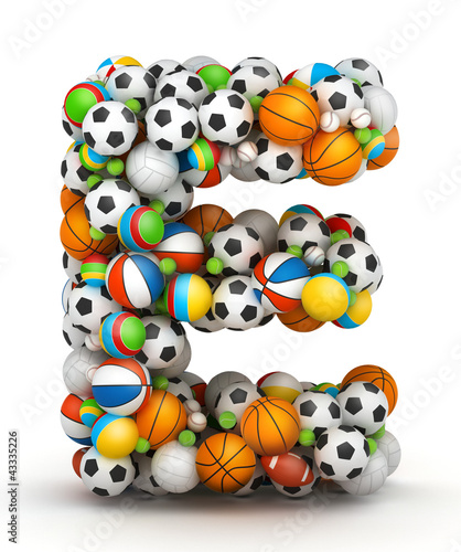 Illustration: Letter E, gaming balls alphabet Letter E, gaming balls alphabet