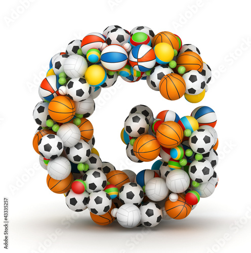 Illustration: Letter G, gaming balls alphabet Letter G, gaming balls alphabet