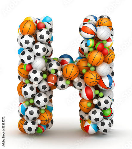 Illustration: Letter H, gaming balls alphabet Letter H, gaming balls alphabet