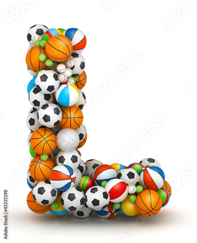 Illustration: Letter L, gaming balls alphabet Letter L, gaming balls alphabet