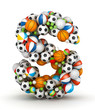 Letter S, gaming balls alphabet