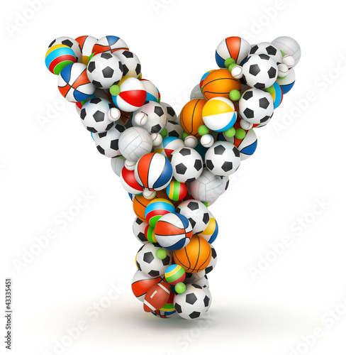 Illustration: Letter Y, gaming balls alphabet Letter Y, gaming balls alphabet