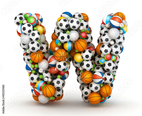 Illustration: Letter W, gaming balls alphabet Letter W, gaming balls alphabet