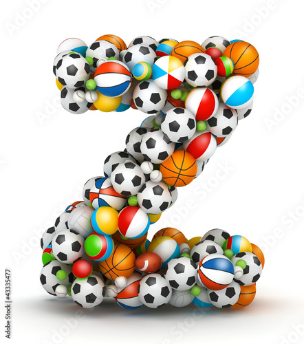 Illustration: Letter Z, gaming balls alphabet Letter Z, gaming balls alphabet