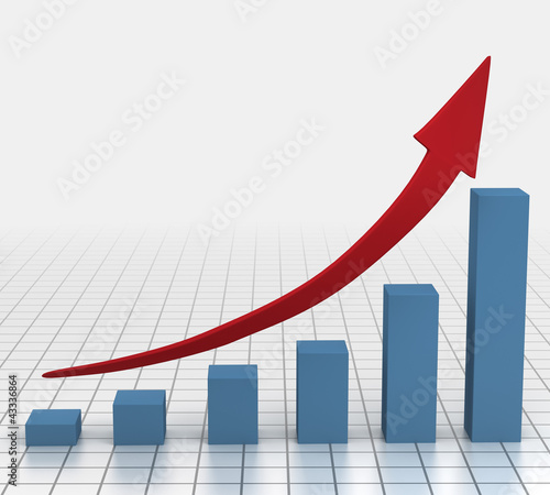 Illustration: Business bar graph growth chart Business bar graph growth chart