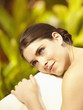 Caucasian woman waiting for massage
