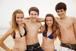 Teenagers hanging out together on beach