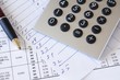 financial composition on the table with money, calculator