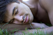 Jeune, homme, détente, sommeil, sieste, mâle, beau, nu