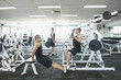 Multiple image of Middle Eastern man exercising in health club