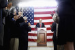 Caucasian politician making a speech at podium