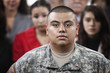 Serious Hispanic soldier