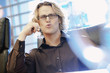 Caucasian businessman grimacing