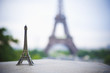 Souvenir Eiffel Tower near the actual Eiffel Tower