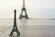 Souvenir Eiffel Tower near the actual Eiffel Tower