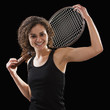 Caucasian tennis player holding tennis racket