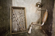 Old-fashioned, drill and drill bits