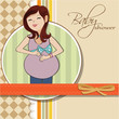 happy pregnant woman, baby shower card