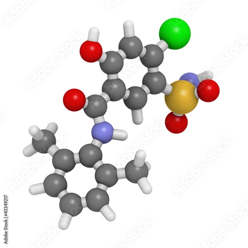 Illustration: Xipamide Molecule - Chemical Structure Xipamide Molecule - Chemical Structure