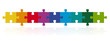 farbige Puzzleteile in Reihe