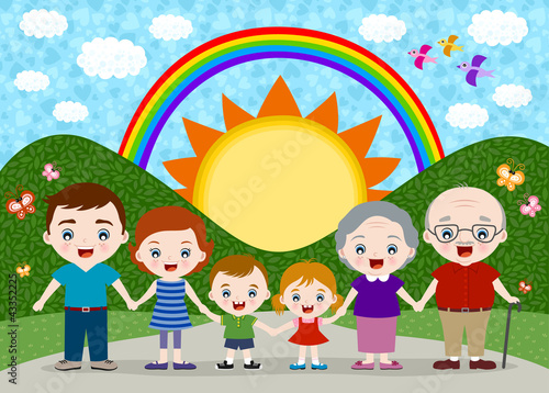 Vektor: happy big family happy big family