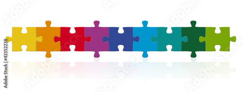 Vector: farbige Puzzleteile in Reihe farbige Puzzleteile in Reihe