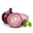 Red sliced onion and fresh parsley still life