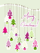 Vector: Merry Christmas Sign tied to a branch with Christmas Trees. Merry Christmas Sign tied to a branch with Christmas Trees.