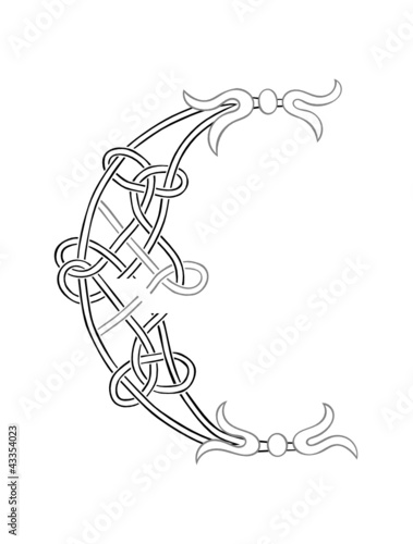 Vector: A Celtic Knot-work Capital Letter C Stylized Outline A Celtic Knot-work Capital Letter C Stylized Outline