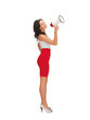 woman in a dress with megaphone