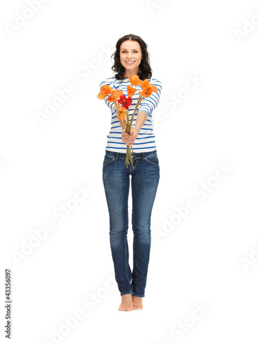 Photo: beautiful woman with flowers beautiful woman with flowers
