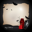 Halloween background with coffin and place for your text