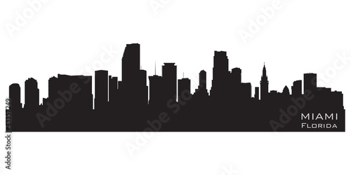 Vector: Miami, Florida skyline. Detailed vector silhouette Miami, Florida skyline. Detailed vector silhouette