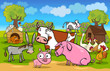cartoon rural scene with farm animals