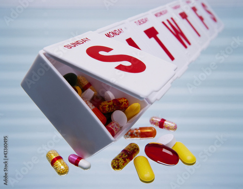 Photo: Pills falling out of weekly pill organizer Pills falling out of weekly pill organizer