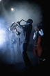 Musicians playing in jazz band on stage