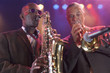 Musicians playing in jazz band on stage