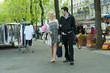 Caucasian couple at market