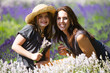 Mother and Daughter in Lavender Field
