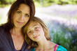 Mother and Daughter in Lavender Field