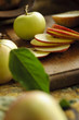 Sliced apples on cutting board
