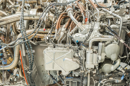Photo: complex passenger jet engine detail complex passenger jet engine detail