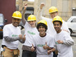 Volunteers cheering together