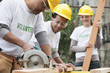 Volunteers working on construction site