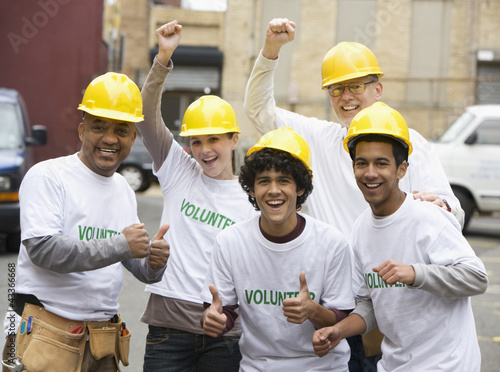 Photo: Volunteers cheering together Volunteers cheering together