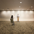 Businessman speaking to an audience of one