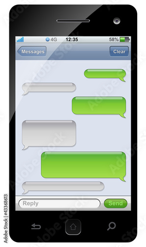 Vektor: Smartphone sms chat template with copy space. Smartphone sms chat template with copy space.