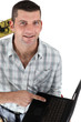 Worker using laptop