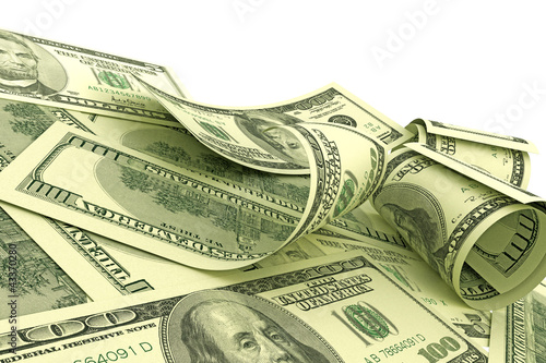 Photo: Illustration of scattered 100 US Dollars notes Illustration of scattered 100 US Dollars notes
