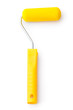 Yellow painting roller with yellow handle, isolated on white